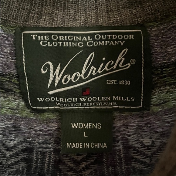 WOOLRICH FAIR ISLE WOOL BLEND FULL ZIP SWEATER SIZE LARGE - Picture 6 of 7